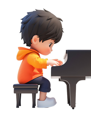 弹钢琴的男孩小孩