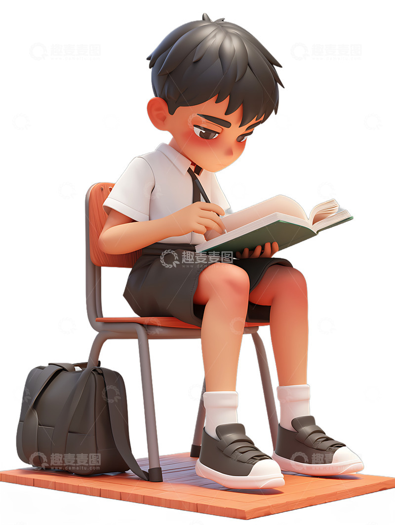 高清大图下载【趣麦麦图】读书看书学习男学生