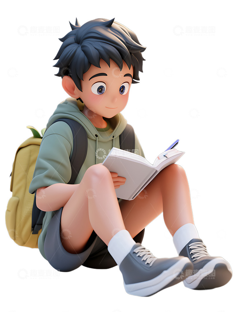 高清大图下载【趣麦麦图】读书看书学习男学生2