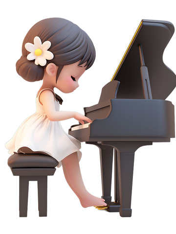 弹钢琴的女孩子白色衣服