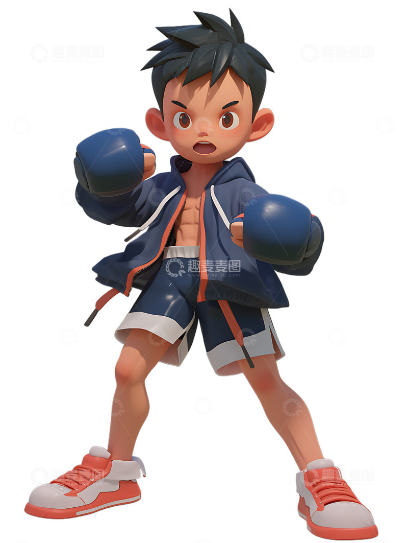 高清大图下载【趣麦麦图】练习搏斗光胳膊拳击的男孩