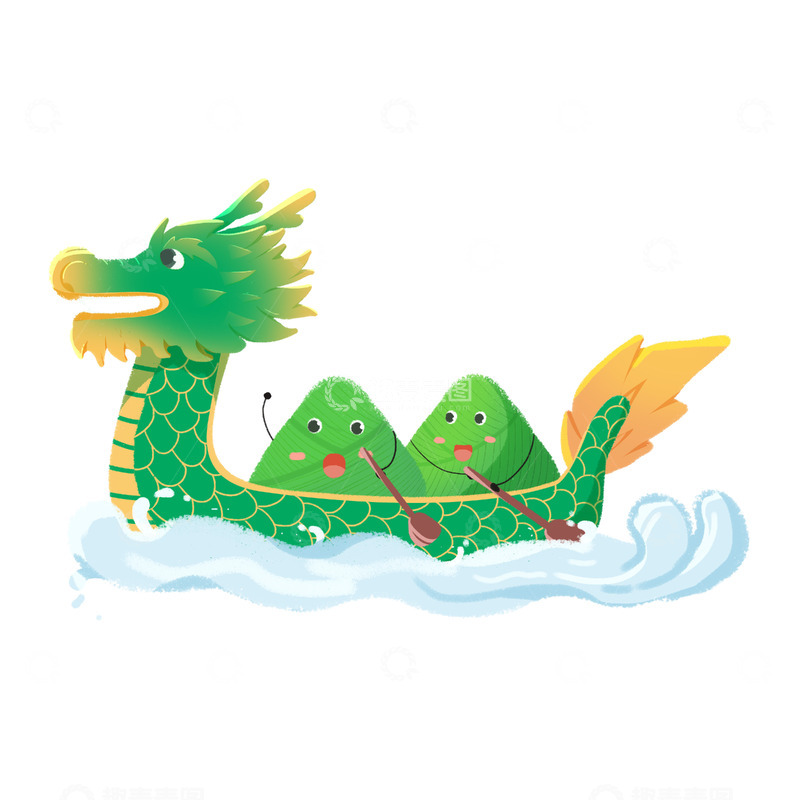 源文件下载【趣麦麦图】端午传统习俗划龙舟