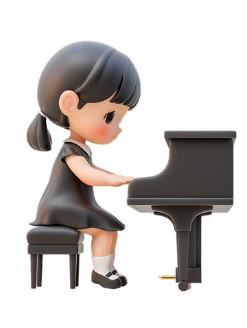 弹钢琴的女孩子黑色