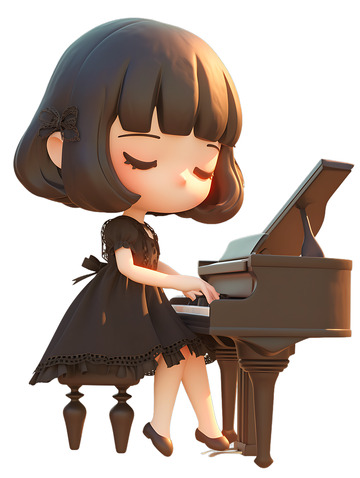 弹钢琴的女孩子Q版