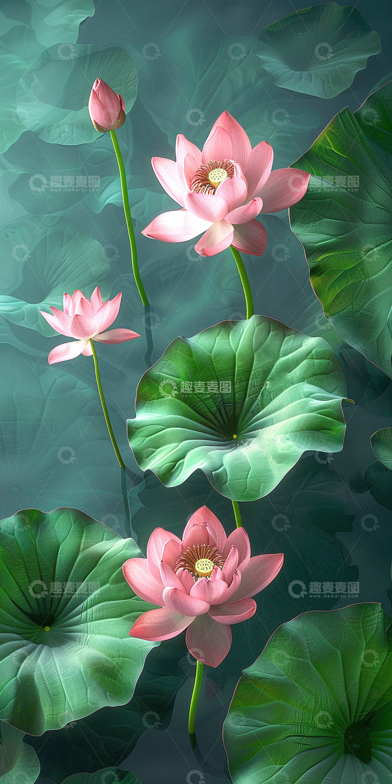 高清大图下载【趣麦麦图】碧绿荷韵荷花装饰