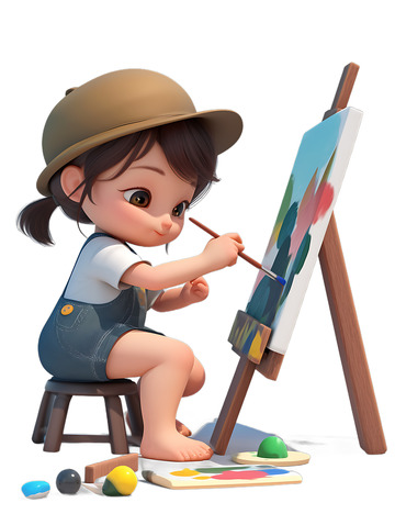 练习画油画卡通小孩美术绘画