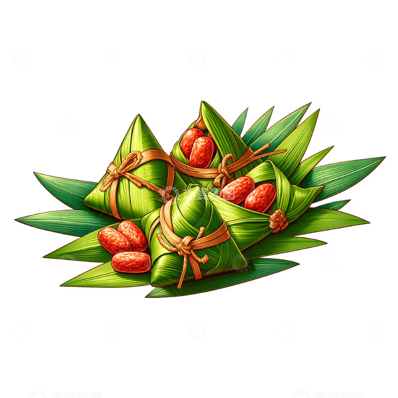 红枣米粽端午插画素材