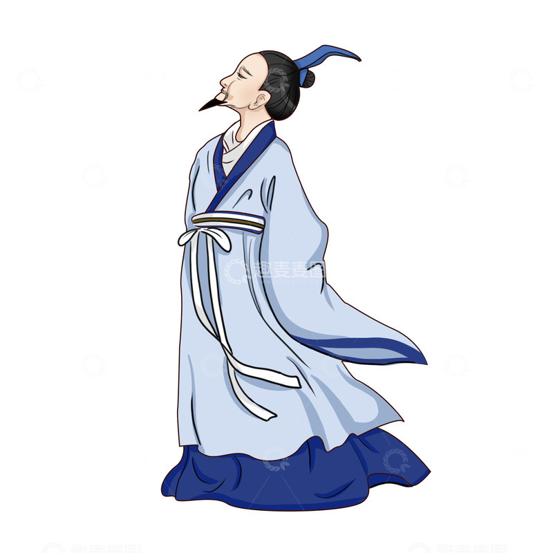 源文件下载【趣麦麦图】屈原手绘插画