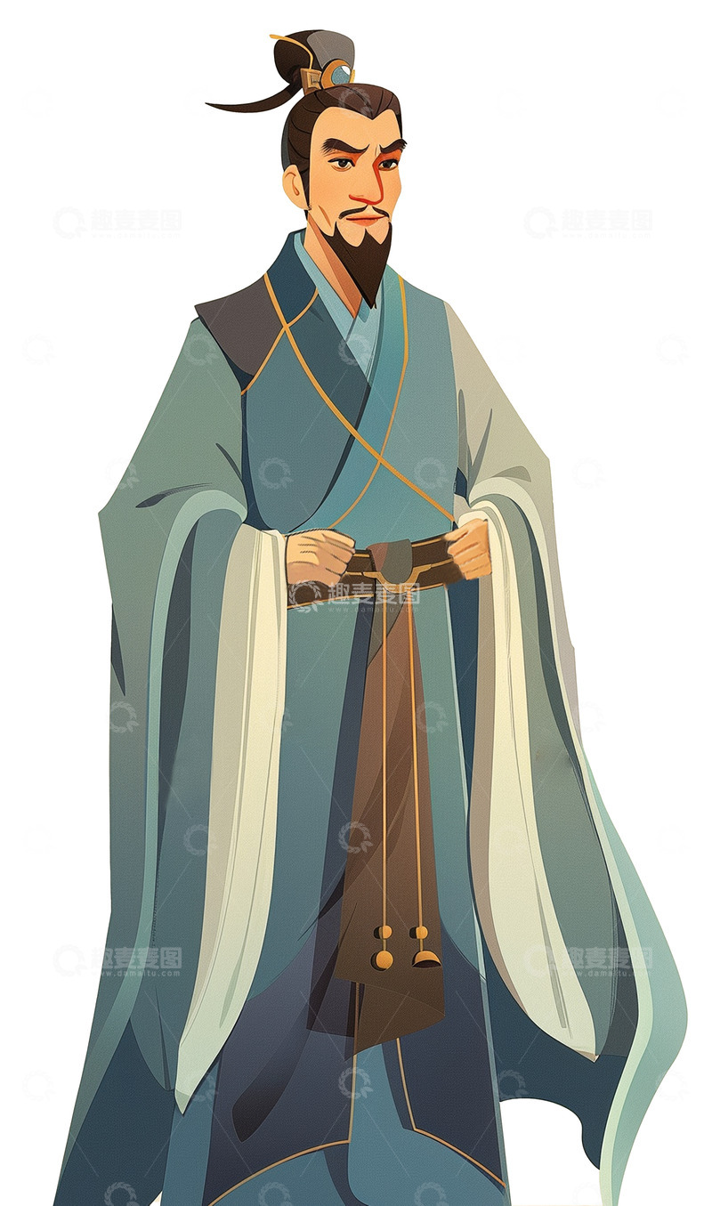 高清大图下载【趣麦麦图】屈原端午节人物插画