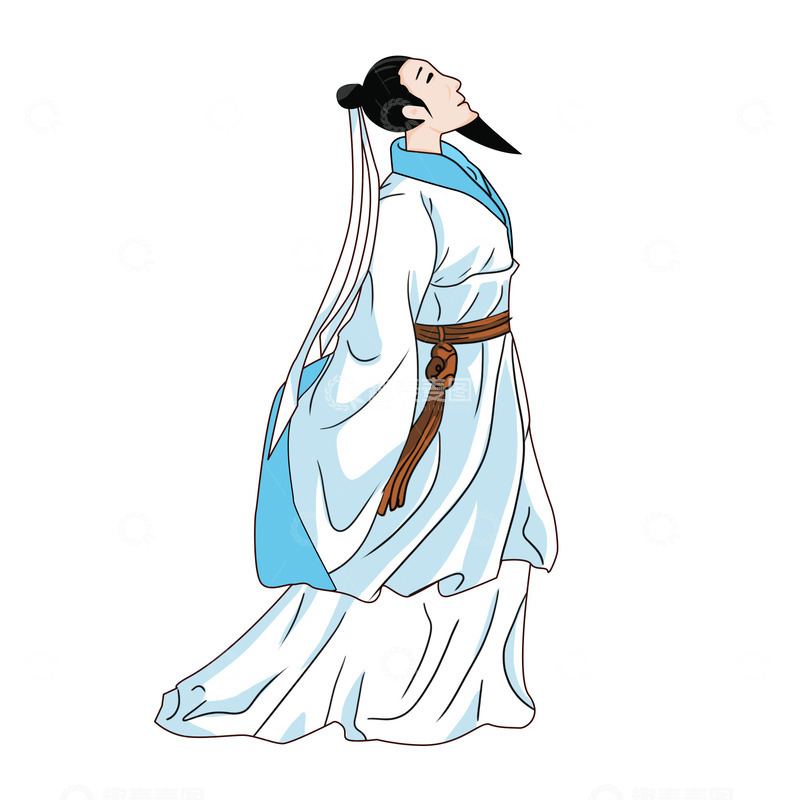 源文件下载【趣麦麦图】屈原人物插画