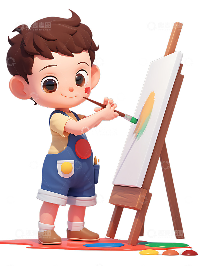 高清大图下载【趣麦麦图】-练习画油画卡通小孩