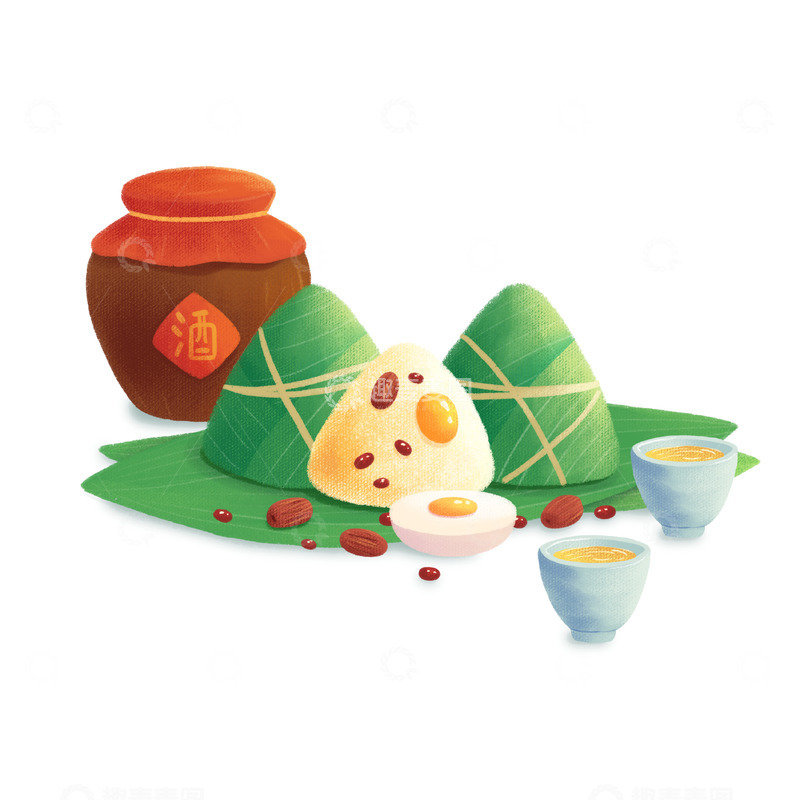 源文件下载【趣麦麦图】端午节传统节日包粽子