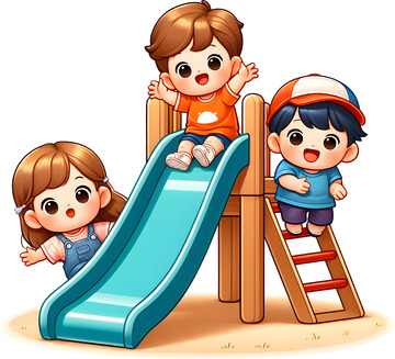 儿童节滑滑梯卡通人物素材