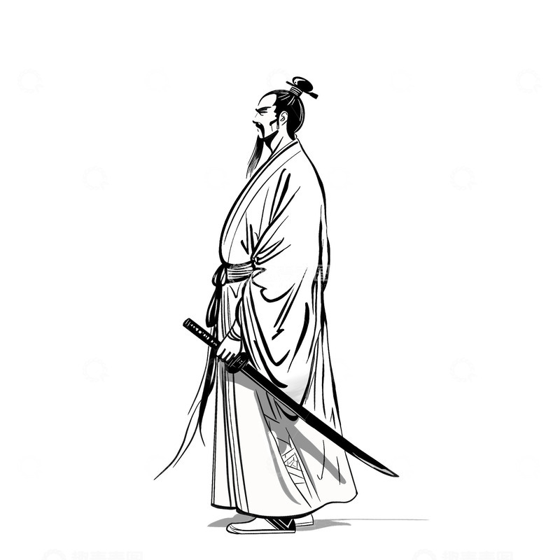 源文件下载【趣麦麦图】屈原手绘简笔画