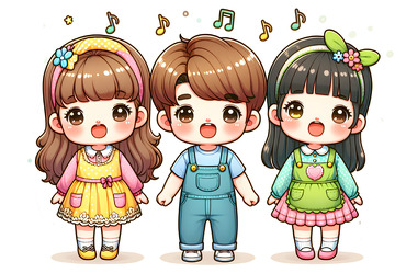 幼儿园儿童合唱卡通素材