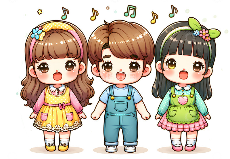 幼儿园儿童合唱卡通素材