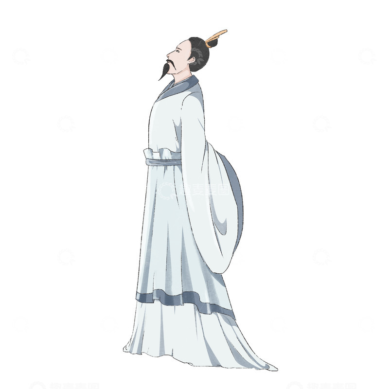 源文件下载【趣麦麦图】古风人物屈原