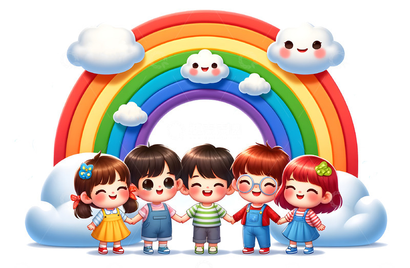 高清大图下载【趣麦麦图】卡通六一儿童节彩虹素材