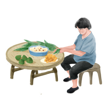 端午节包粽子场景