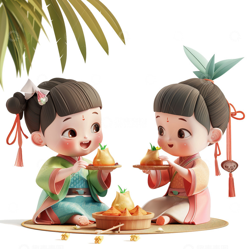 端午节儿童粽子场景素材