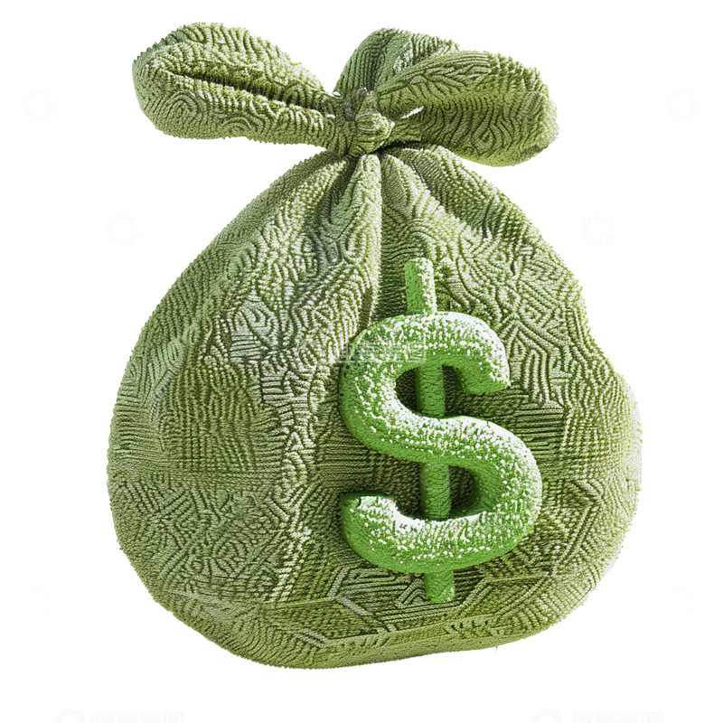 高清大图下载【趣麦麦图】绿色钱袋财富象征素材
