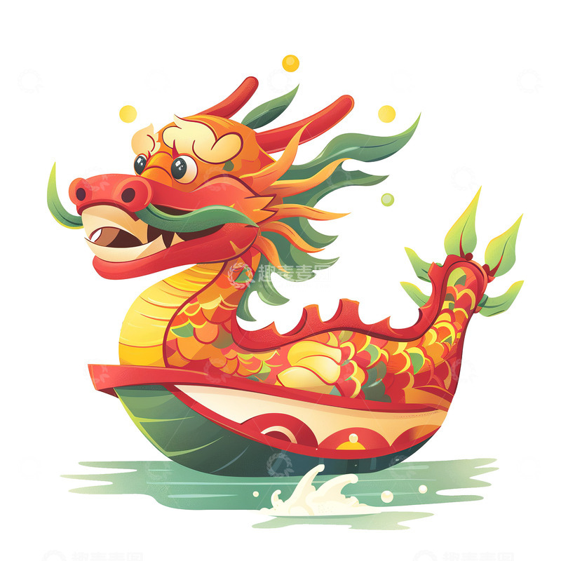 趣味端午节龙舟logo形象