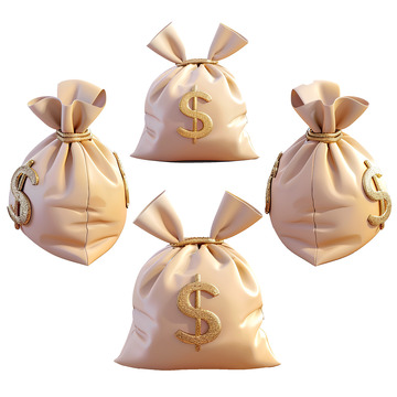 3d多角度卡通细闪logo钱袋