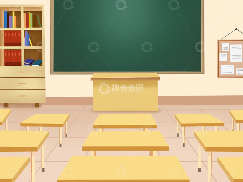 源文件下载【趣麦麦图】毕业季课室黑白课桌手绘背景