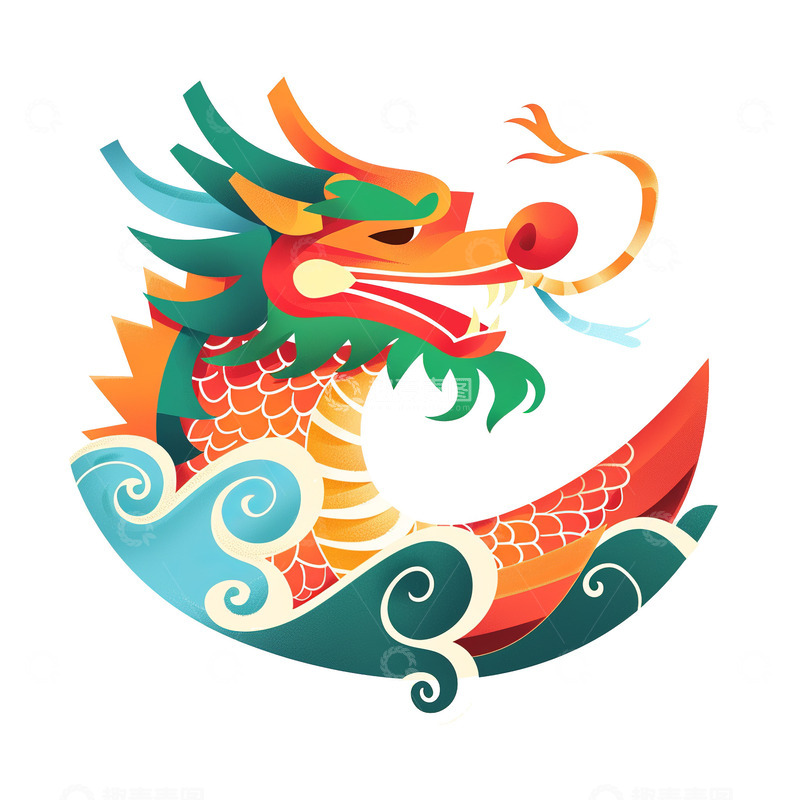 中国龙龙舟形象logo端午节