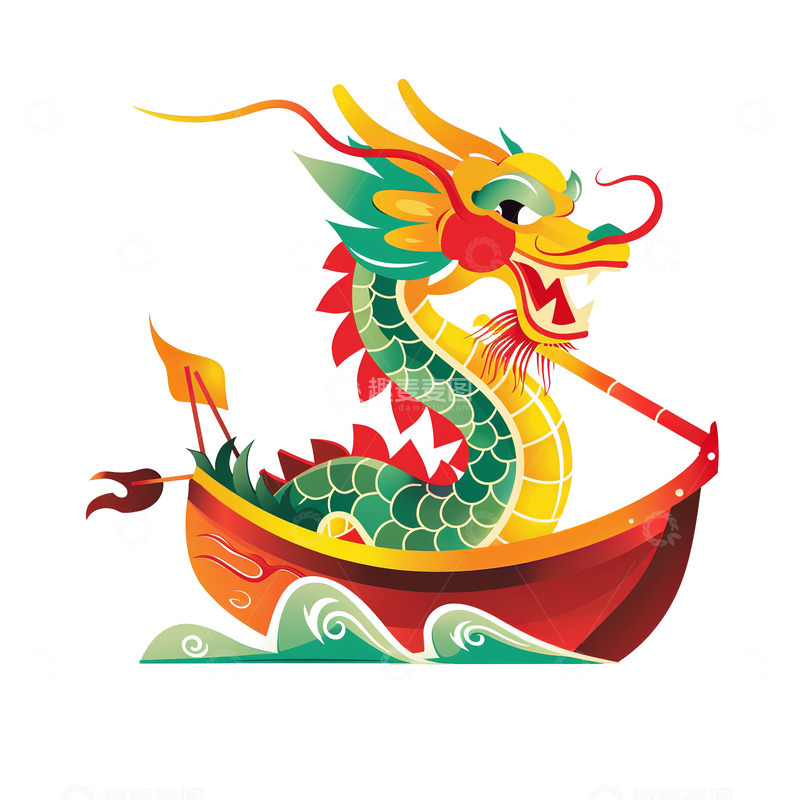 中国龙端午节龙舟创意logo