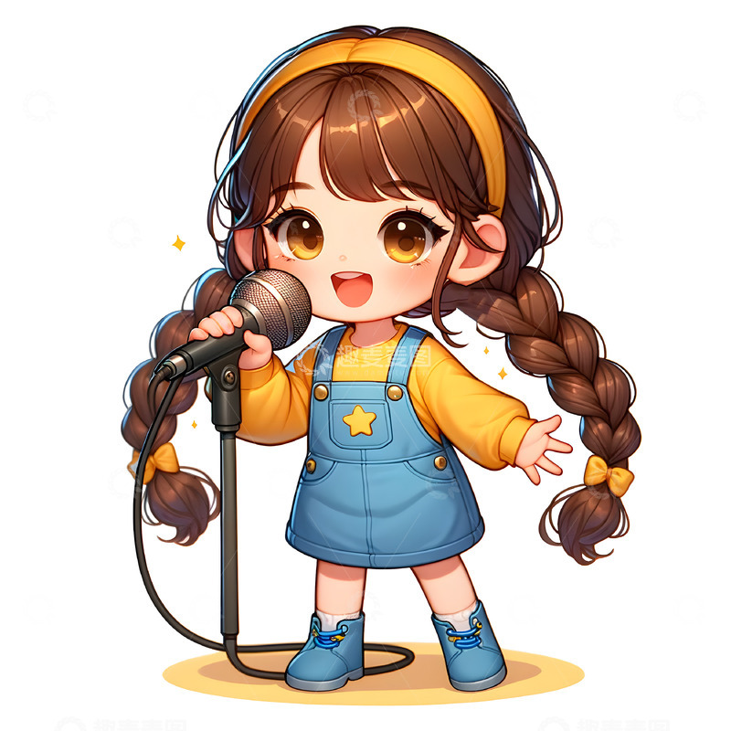 高清大图下载【趣麦麦图】儿童节唱歌主持卡通人物素材