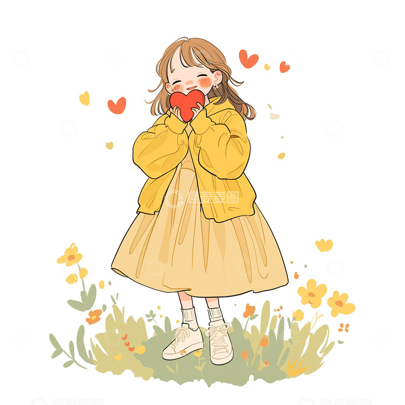 高清大图下载【趣麦麦图】手捧爱心的可爱女孩