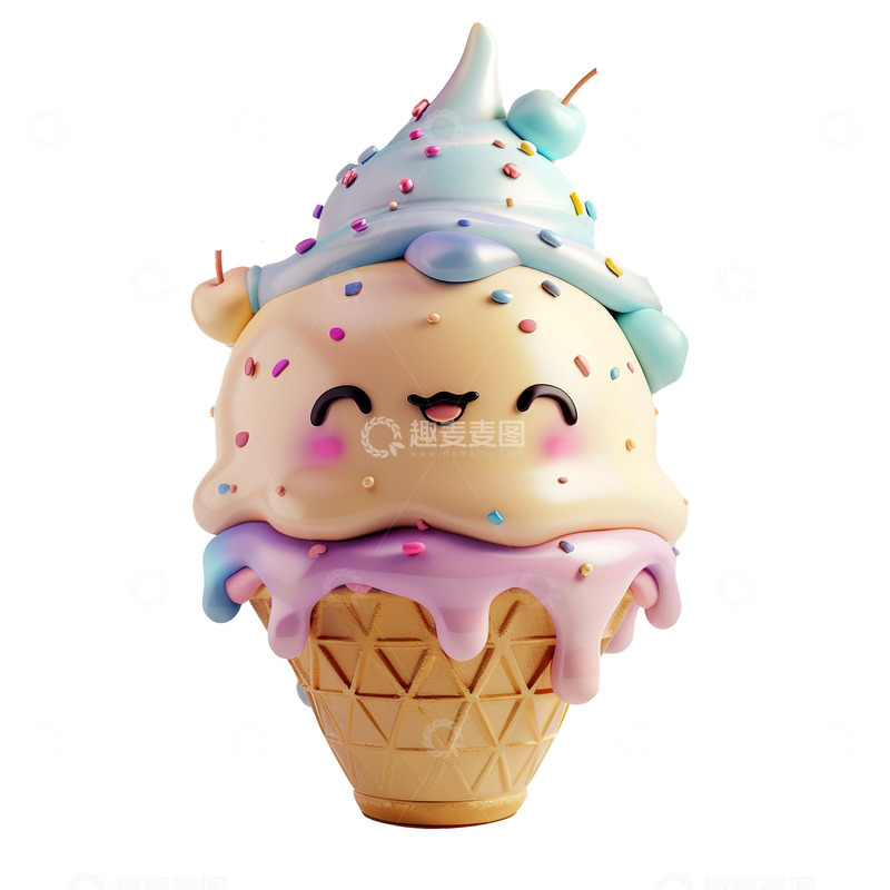 高清大图下载【趣麦麦图】3d可爱甜筒冰激凌