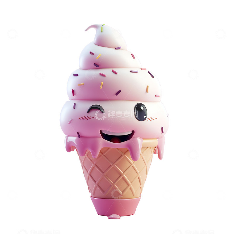 高清大图下载【趣麦麦图】3d可爱美味粉色冰激凌