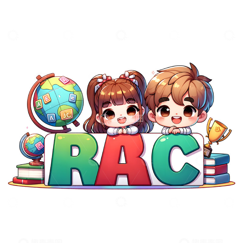 高清大图下载【趣麦麦图】英文字母儿童学生卡通素材