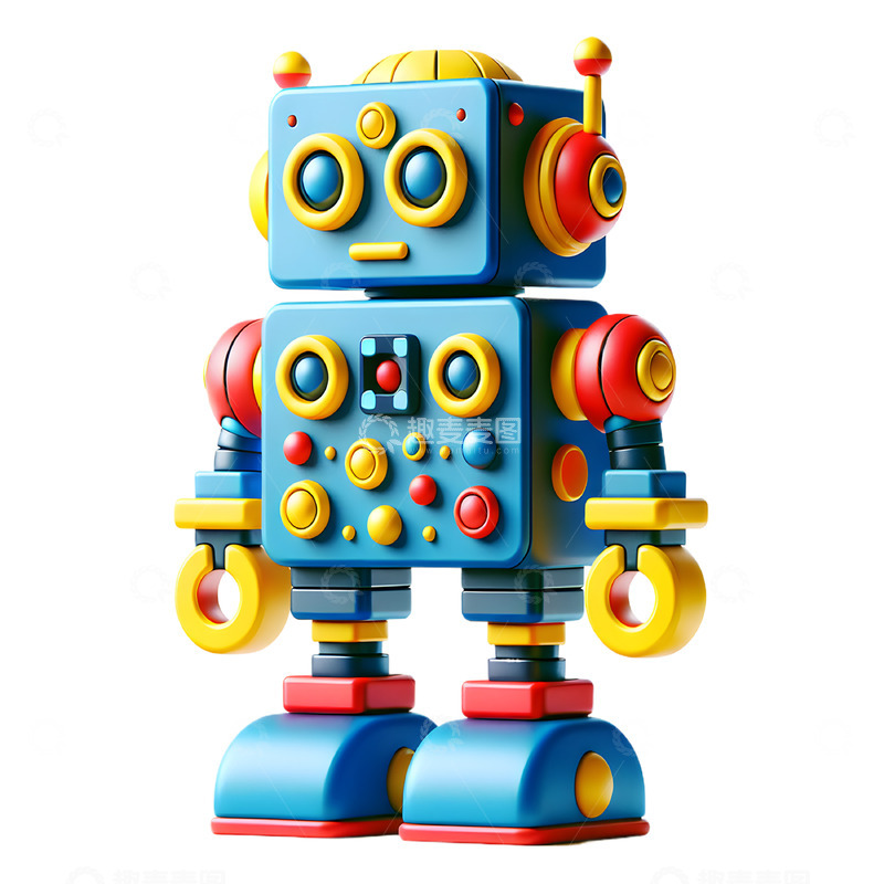 高清大图下载【趣麦麦图】儿童节卡通玩具3D机器人素材