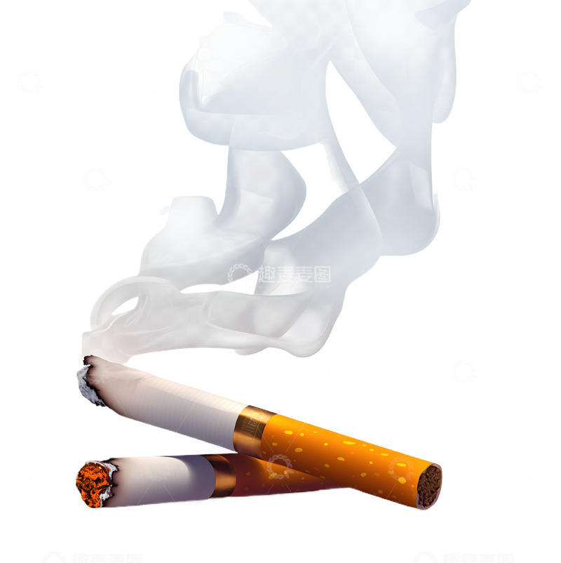 无烟日燃烧的烟头烟雾手绘素材