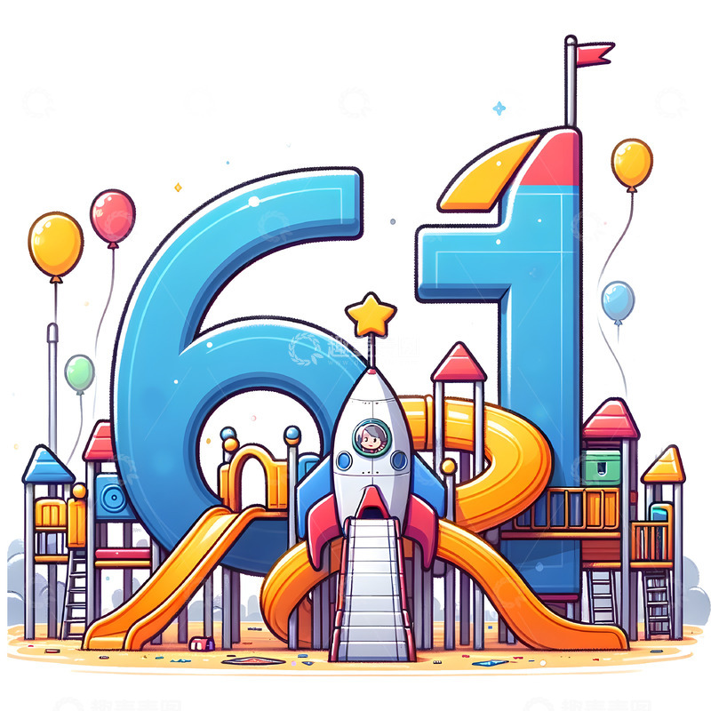 高清大图下载【趣麦麦图】六一儿童节火箭数字卡通素材