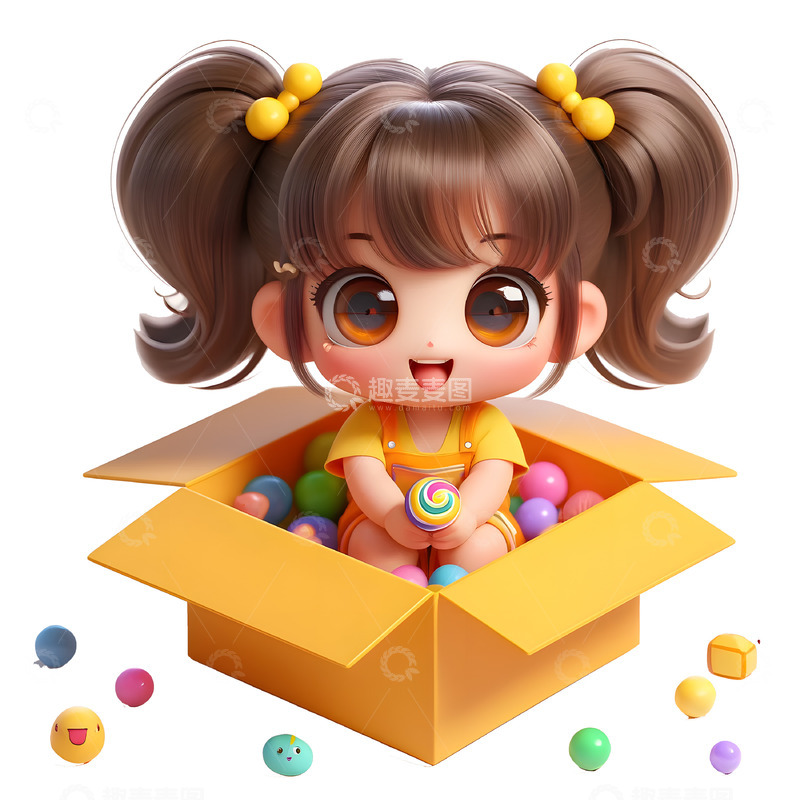 高清大图下载【趣麦麦图】儿童节卡通可爱女孩素材