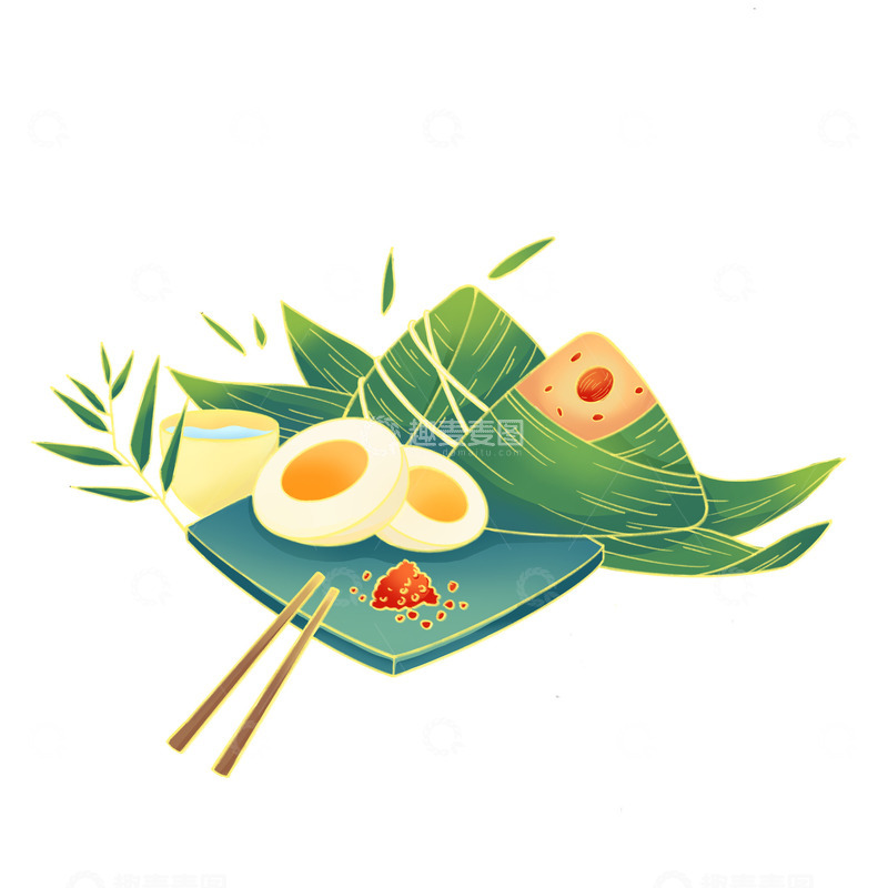 源文件下载【趣麦麦图】端午粽子传统元素