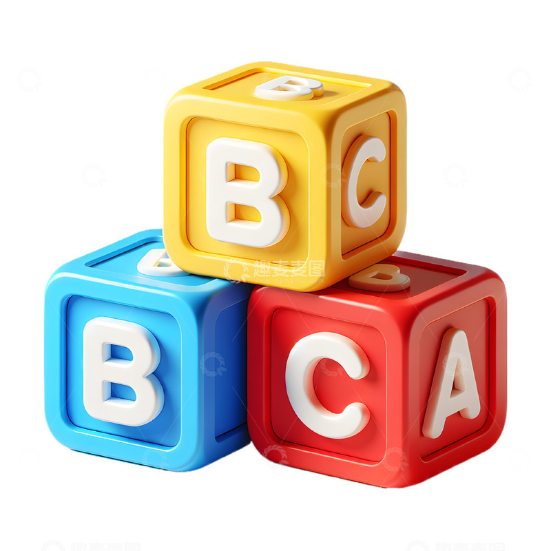 高清大图下载【趣麦麦图】儿童节方块英文字母3D素材
