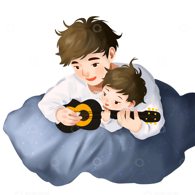 源文件下载【趣麦麦图】父亲节爸爸教儿子弹琴