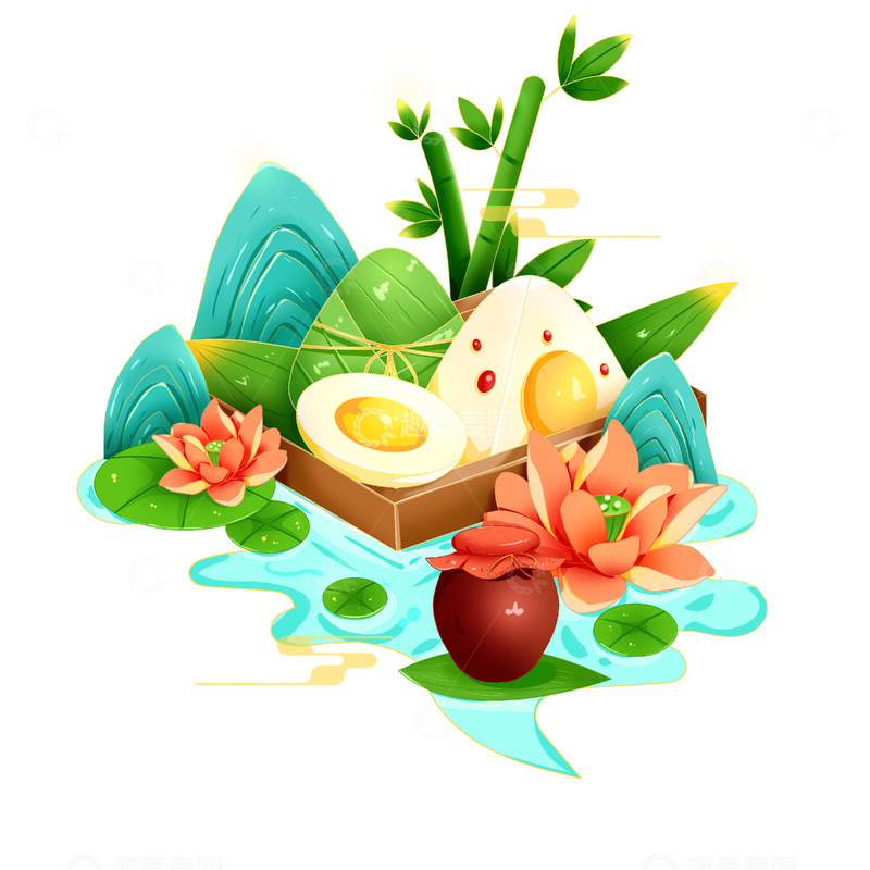 源文件下载【趣麦麦图】端午节粽子手绘元素