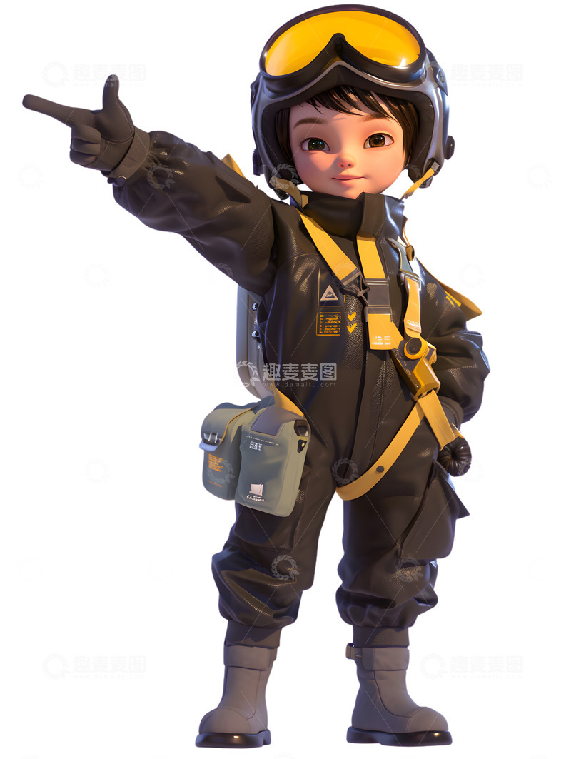 装扮成飞行员的小孩子