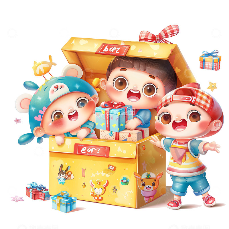 高清大图下载【趣麦麦图】儿童庆祝六一礼物场景