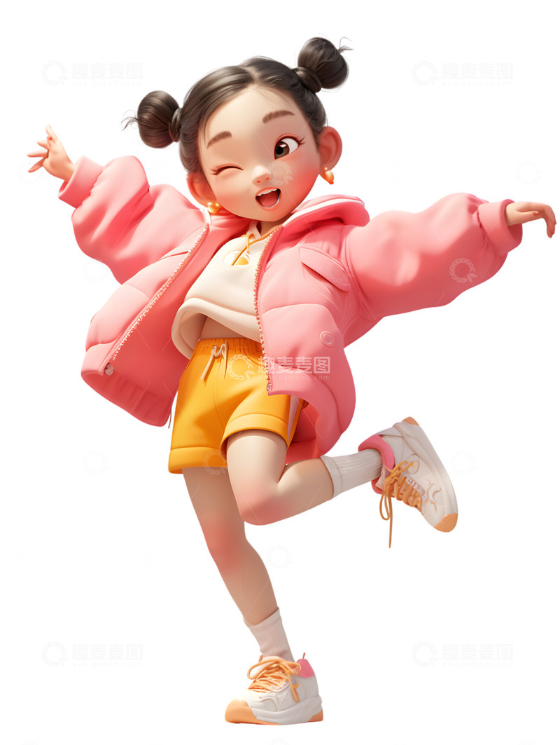 高清大图下载【趣麦麦图】舞蹈跳舞小女孩子粉色