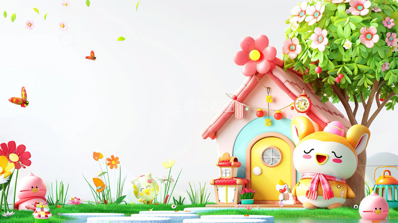 高清大图下载【趣麦麦图】可爱动物倚靠休息背景