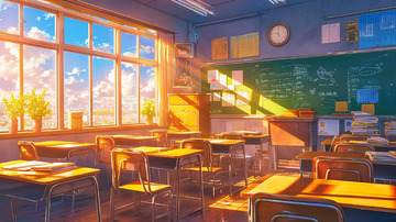 黄昏教室校园动漫风背景