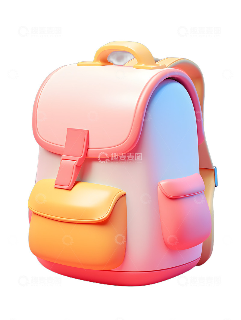 高清大图下载【趣麦麦图】卡通书包3D学习彩色