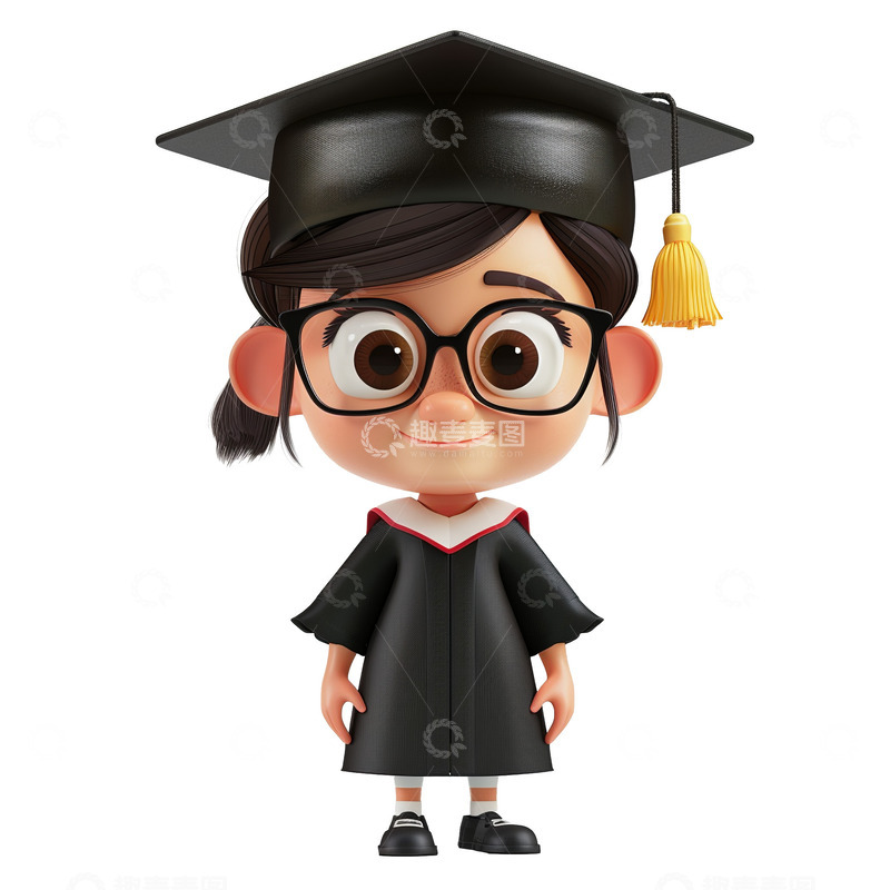高清大图下载【趣麦麦图】-3d可爱大头毕业娃娃